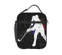 KiuLoam Insulated Lunch Box Vintage Ice Hockey Player Reusable Lunch Bag With Shoulder Strap For Women/Men/Girls/Boys Lunchbox Meal Tote Bag