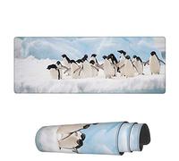 KiuLoam Large Mouse Pad, Penguins On The Snow Extended Gaming Mouse Pad 31.5" X 11.8", Keyboard Mouse Mat Desk Pad with Non-Slip Base and Stitched Edge for Home Office Gaming Work