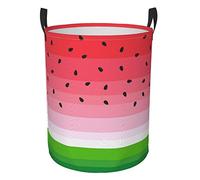 KiuLoam Summer Watermelon Fruit Laundry Baskets, Bedroom Hamper Collapsible Waterproof Oxford Fabric with Handle Foldable Cloth Washing Bin Tote Bag (16.5 Inches)