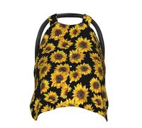 KiuLoam Sunflower Black Baby Car Seat Canopy, Nursing Cover Breastfeeding Scarf, Stretchy Soft Breathable Infant Carseat Cover for Babies Boys Girls