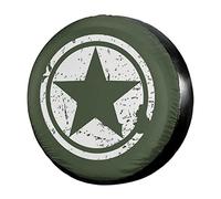 Kiuloam US Army Green Star Spare Tire Cover Polyester Universal Sunscreen Waterproof Wheel Covers for Jeep Trailer Rv SUV Truck and Many Vehicles (14" for Diameter 23"-27")