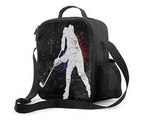 KiuLoam Vintage Ice Hockey Player Kids Small Lunch Box Children's Insulated Lunch Bag with Zipper Shoulder Strap Cooler Lunch Tote for Boys Girl Preschool Office Picnic