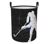 KiuLoam Vintage Ice Hockey Player Laundry Baskets, Bedroom Hamper Collapsible Waterproof Oxford Fabric with Handle Foldable Cloth Washing Bin Tote Bag (16.5 Inches)