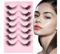 Kiusatig False Eyelashes 10 Pairs Russian Strip Lashes Fluffy Wispy Lashes D Curl Lashes Reusable Hybrid Lashes Fake Eyelashes Faux Mink Lashes Natural Look
