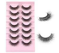 Kiusatig False Eyelashes 10 Pairs Russian Strip Lashes Fluffy Wispy Lashes D Curl Lashes Reusable Hybrid Lashes Fake Eyelashes Faux Mink Lashes Natural Look