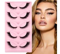Kiusatig False Eyelashes 10 Pairs Russian Strip Lashes Fluffy Wispy Lashes D Curl Lashes Reusable Hybrid Lashes Fake Eyelashes Faux Mink Lashes Natural Look