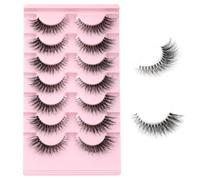 Kiusatig False Eyelashes 10 Pairs Russian Strip Lashes Fluffy Wispy Lashes D Curl Lashes Reusable Hybrid Lashes Fake Eyelashes Faux Mink Lashes Natural Look