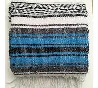 Kiuwxduy Mexican Manual Knitted Blanket Sofa Throw Meditation Yoga Mat Boho Outdoor Camping Picnic Blanket Festival Blanket (Blue)