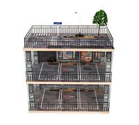 kivcmds 1:24 Scale Car Model Display Case with Parking Lot Scene for Sports Car and Lego Collectors, Display Stand for Alloy Car Model Toy with Light (3-Tiers Coffee Shop Parking Lot)