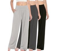 Kivdol 3 Pack Women's Casual Loose Wide Leg Cozy Pants Yoga High Waisted Sweatpants Comfy High Waisted Athletic Lounge Pants, Black, Gray, Light Gray, XX-L Plus