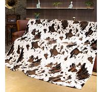KIVEE King Size Cow Print Fleece Blanket, Soft Cozy Fuzzy Large Blanket, Luxury Queen Size Throw Blanket 108x90 Inches