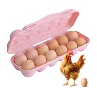 Kivinia 12 Girds Egg Holder Container, Egg Storage Container with Lid for Kitchen Fridge Travel Camping Picnic Outdoor, Portable Fridge Eggs Organizer Storage Tray Keep Eggs Fresh, Space-saving, Pink