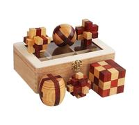 Kivinia 3D Wooden Puzzle Set, Set of 6 Brain Teaser IQ Test Mind Game Toys, Skill Building Puzzle Games, Wooden Logic Intelligence Challenging Puzzles Gifts for Kids Teenagers Adults - Set B