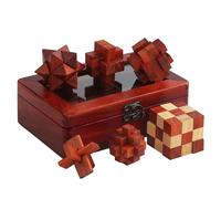 Kivinia 3D Wooden Puzzle Set, Set of 6 Brain Teaser IQ Test Mind Game Toys, Skill Building Puzzle Games, Wooden Logic Intelligence Challenging Puzzles Gifts for Kids Teenagers Adults - Set C