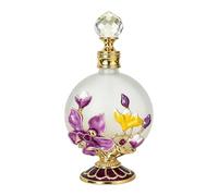 Kivinia Glass Perfume Bottle Empty Refillable, 30ml Painted Enameled Flower Pattern Vintage Decorative Crystal Perfume Bottle for Essential Oils Fragrance for Home Decor Birthday Holiday Wedding Gift