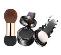 Kivinia Hairline Powder, Root Touch Up Hair Color Powder with Puff and Brush for Gray Coverage, Thinning Hair and Bald Spots, Safe Convenient Waterproof and Sweat-Proof, Easy Application - Black