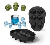Kivinia Halloween Themed 3D Silicone Skull Shaped Ice Cube Mould Tray Makes 6 Cubes for Whiskey, Cocktail and Party Drinks, Reusable Skull Cake Jelly Candy Mold Chocolate Mould for Halloween Party