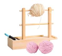 Kivinia Wooden Yarn Holder for Knitting and Crocheting, Yarn Spinner Yarn Ball Holder Stand with Yarn Storage, Knitting Accessories Gifts for Crocheters and Knitting Lovers (Natural Wood Color)