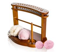 Kivinia Wooden Yarn Holder for Knitting and Crocheting, Yarn Spinner Yarn Ball Holder Stand with Yarn Storage, Knitting Accessories Cool Gifts for Crocheters and Knitting Lovers (Walnut Color)