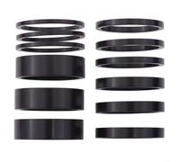 Kivivaka 12PCS Bike Headset Spacer Set, Aluminium Alloy Stem Washers for 28.6mm Fork, Black (3x2mm, 3x3mm, 3x5mm, 3x10mm)