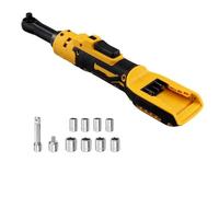 Kivivaka 3/8 Inch Cordless Brushless Ratchet Wrench, 92 Ft-Lbs Torque with LED Light, for Dewalt 18V DCB200/DCB203/BL1830/BL1840 Battery, Red Yellow