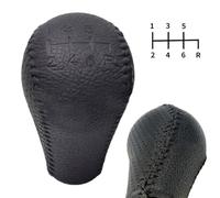 Kivivaka 6 Speed Leather Gear Shift Knob for Nissan Navara D40 Frontier 05-15, Compatible with Double Cab Models 2005-2015, Black Plastic + Leather