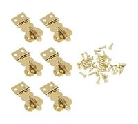 Kivivaka 6pcs Brass Padlock Buckle Clasp with Screws, Vintage Solid Lock Hardware for Wooden Boxes and Cabinets, Yellow 37x19mm
