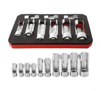 Kivivaka 9pcs 10-22mm Line Socket Wrench Set with 1/4 3/8 1/2 Inch Drives for Diesel Injector Line and Wired Sensor Removal