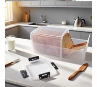 Kivivaka Airtight Bread Storage Container with Drawer Tray, 34 x 14 x 14 cm, Food-Safe for PP, White or Black black