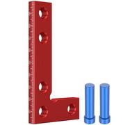 Kivivaka Aluminum Alloy Mini Square Center Finder Tool with Metric & Inch Scales, 90° Positioning & Edge Center Finding for Woodworking, Red Metric-mm