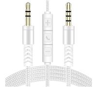 Kivivaka Auxiliary Cable 3.5mm Jack with Inline Microphone for Smartphone Tablet Laptop - High Fidelity Sound Tinned Copper Wire Metal Shell 1.2m(White)