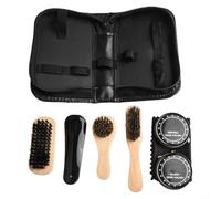 Kivivaka Boot Polish Kit 8 Piece Leather Care Set with Shoe Shine Tools for Hiking Boots & Casual Sneakers - Compact Black Case 16.5cm