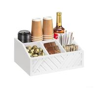 Kivivaka Coffee Bar Organizer Wood 30cm 5 Slots Storage(White)