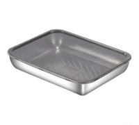 Kivivaka Dumpling Storage Box Stainless Steel Container with Cover - Textured Base Ravioli Press Tray for Freezer 30x25cm(1)