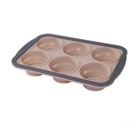 Kivivaka Foldable Silicone Cupcake Tin 6 Cavity Space Saving(Pink)