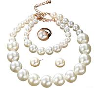 Kivivaka Formal Event Pearl Jewelry Set 5-Piece Pink White | Elegant pearl accents, 5-piece coordinated set, suitable for formal events, adjustable fit, timeless design