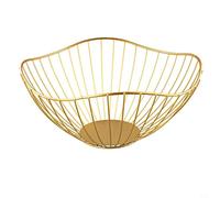 Kivivaka Fruit Basket Made From Iron Art Material With Ventilated Hollow Design To Prevent Water Accumulation, For Storing Snacks And Fruits In Any Room(Gold H)