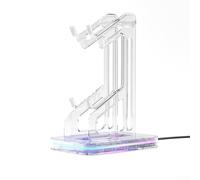 Kivivaka Game Controller Holder for PS5 for for xbox for Series X Switch - Clear Acrylic Display Stand with LED Indicators - Console Accessory 20x14cm(rechargeable)