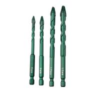 Kivivaka Green Eccentric Drill Bit Set for Concrete, Tile, Brick, Plastic and Wood, 6mm, 8mm, 10mm, 12mm 4pcs