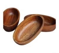 Kivivaka Hand Carved Acacia Wood Salad Bowl Boat Shape