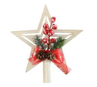 Kivivaka Hollow Glitter White Christmas Tree Top Star, 20cm 3D Five-Pointed Treetop Ornament with Spiral Base for Holiday Decoration(B)