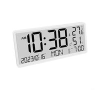 Kivivaka Large LCD Digital Wall Clock with Temperature and Humidity Display, Read Electronic for Office, White(White)