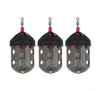 Kivivaka Maggot Feeder Cage Carp Fishing, Plastic Groundbait Basket with Shock-Absorbing Elastic, River Tackle Accessory Chub and Barbel, Black/Transparent Grey(3pack)