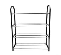 Kivivaka Metal Shoe Rack for Living Room, 3-Tier Space-Saving Shoe Storage Organizer, Sturdy Black Shoe Shelf for Entryway Closet Garage, 50x42x18cm(Black)