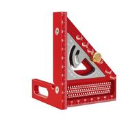Kivivaka Multi-angle Set Square with Angle Positioning Dowel Pin and T-square Scribing Holes, Metal Angle Ruler for DIY, Engineering, and Carpentry, Color A A