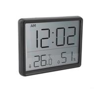 Kivivaka Multifunction Digital Hygrometer Thermometer with Time Display, Indoor Climate Monitor, Wall or Suction Mounted, Battery Powered for Home Greenhouse(black)