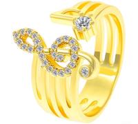 Kivivaka Open Design Music Note Ring for Women Daily Wear | Flexible sizing fits all, comfortable wear, polished finish, white or gold , ready