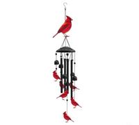 Kivivaka Outdoor Metal Wind Chimes with Hand Carved Bird Design, 90cm Red Garden Decor Creating Soothing Sounds for Yard Balcony