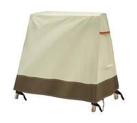 Kivivaka Patio Swing Cover 420D Oxford Fabric, A-Frame Garden Swing Rain Proof Protector with Zipper, Weather Resistant Outdoor Furniture Cover for Sun Snow, Black(Beige)