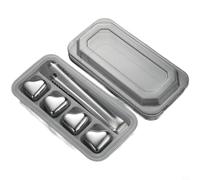 Kivivaka Reusable Stainless Steel Whiskey Stones Set - 304 Food-Grade Chill Cubes For Whiskey, Vodka Wine, No Dilution, 3.1 X 2.6 X 2.7 Cm(A)